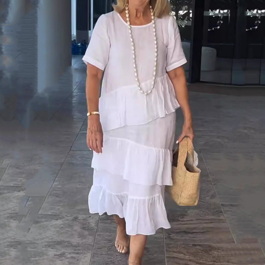 💖Rochie de dama plisata cu gat rotund