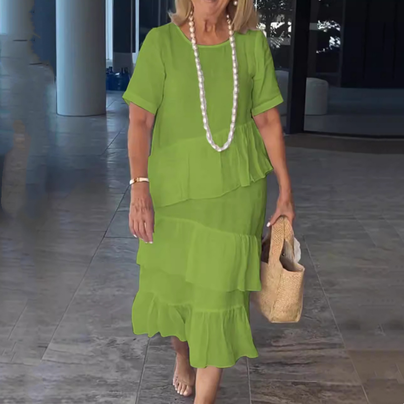 💖Rochie de dama plisata cu gat rotund