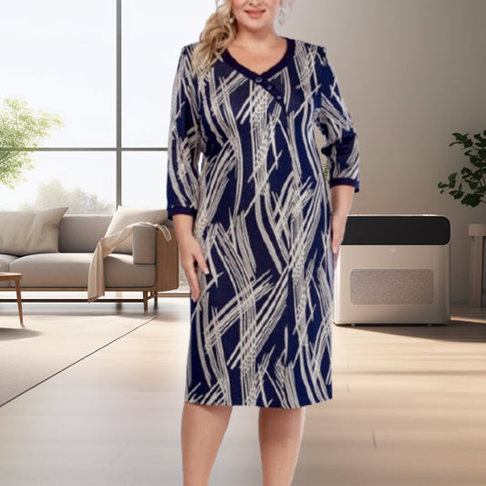 🌸Rochii de damă elegante cu modele abstracte și șapte mâneci