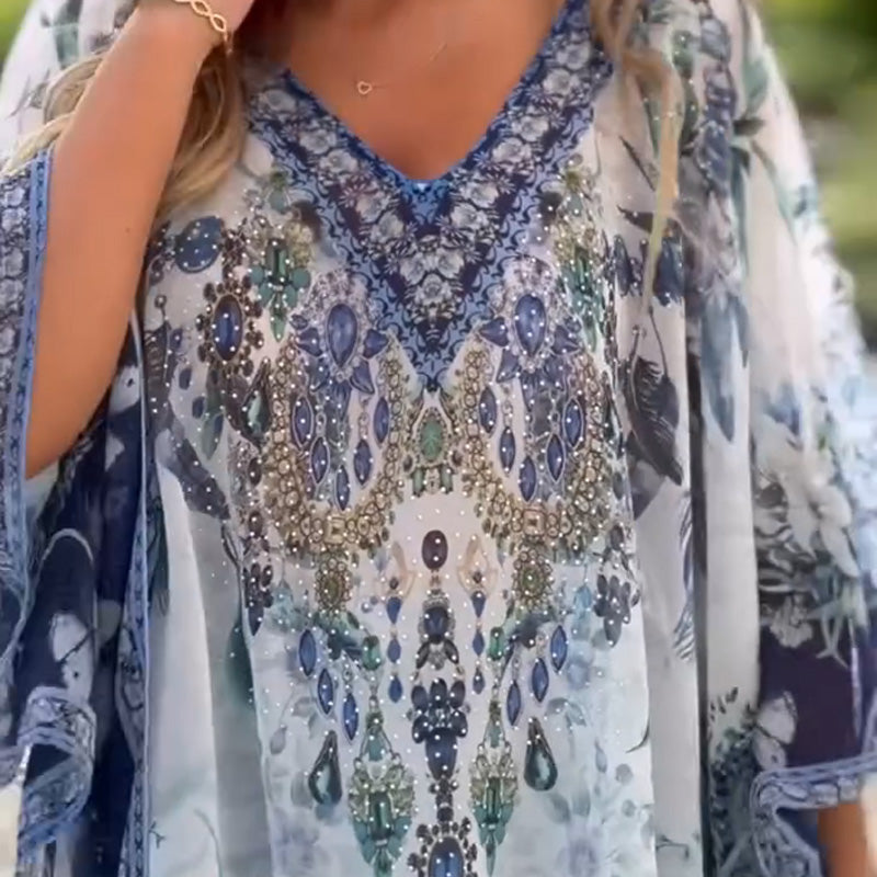 [S-5XL]🥰Rochie cehă largi asimetrică cu decolteu în V