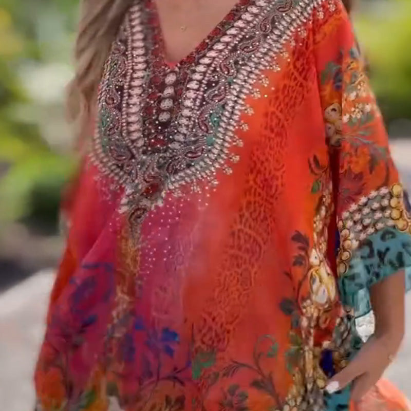 [S-5XL]🥰Rochie cehă largi asimetrică cu decolteu în V