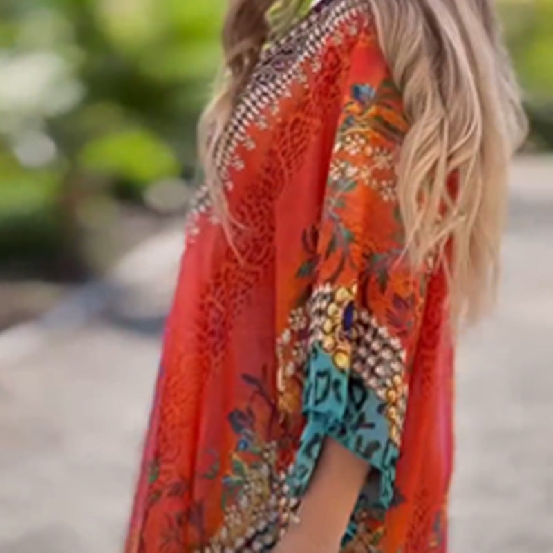 [S-5XL]🥰Rochie cehă largi asimetrică cu decolteu în V