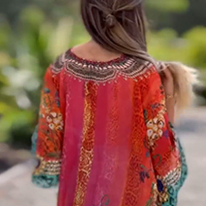 [S-5XL]🥰Rochie cehă largi asimetrică cu decolteu în V