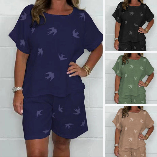 🌸Costum casual cu mânecă scurtă, imprimat, confortabil【S-3XL】