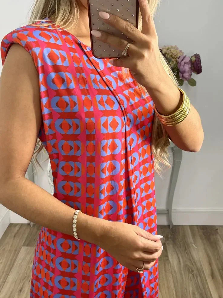 💐 Costum confortabil cu imprimeu abstract pentru femei