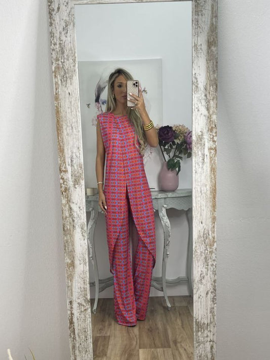 💐 Costum confortabil cu imprimeu abstract pentru femei