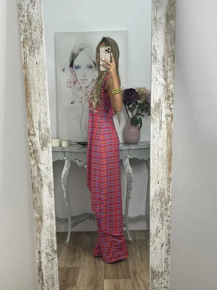 💐 Costum confortabil cu imprimeu abstract pentru femei