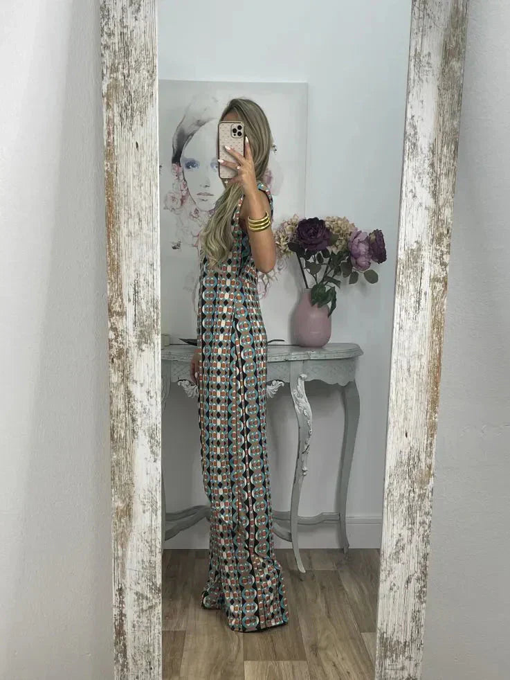 💐 Costum confortabil cu imprimeu abstract pentru femei