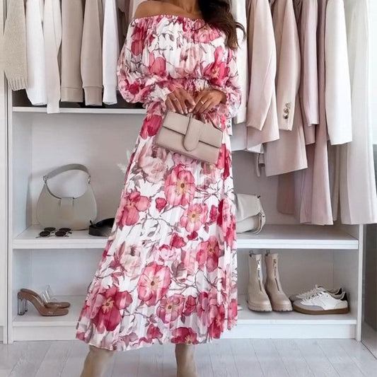 🌸Top floral cu umerii deschiși și set din două piese cu fustă maxi