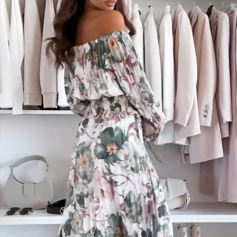 🌸Top floral cu umerii deschiși și set din două piese cu fustă maxi