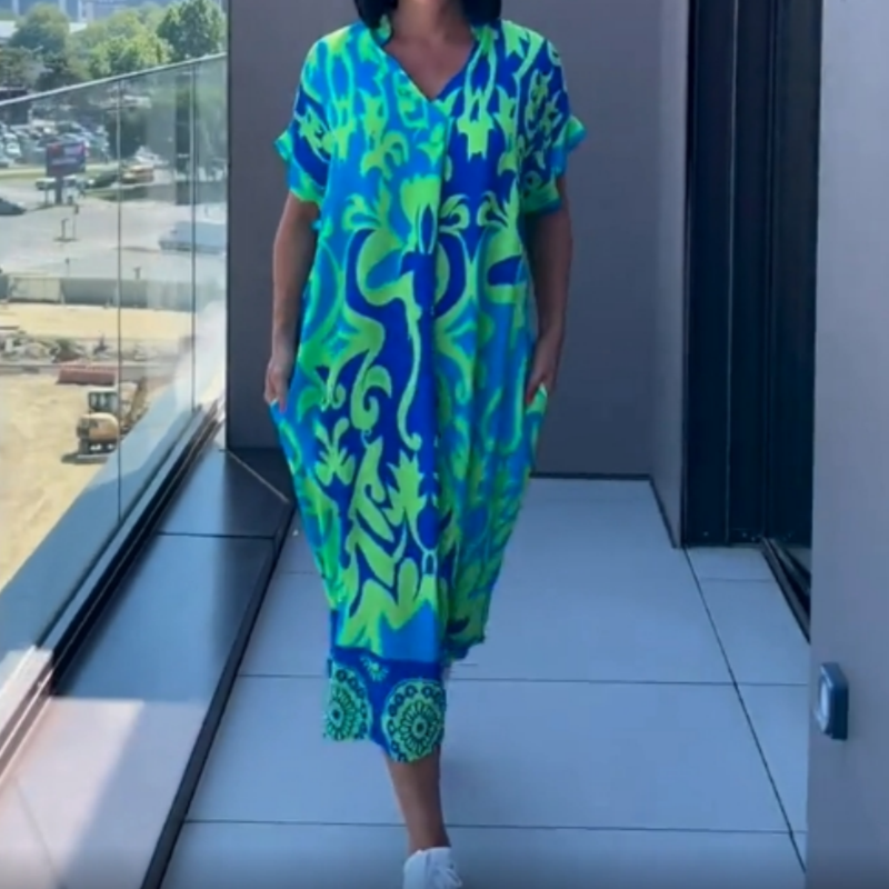 🌿Rochie elegantă de damă cu imprimeu cu decolteu în V