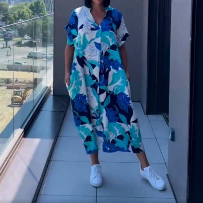 🌿Rochie elegantă de damă cu imprimeu cu decolteu în V