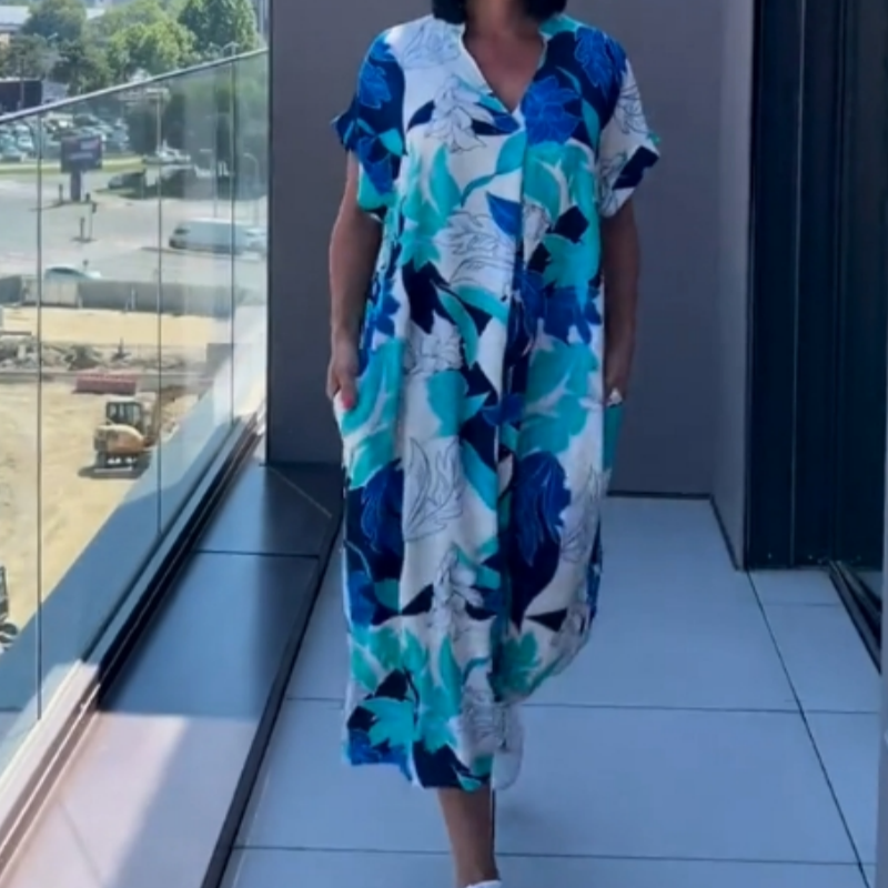 🌿Rochie elegantă de damă cu imprimeu cu decolteu în V