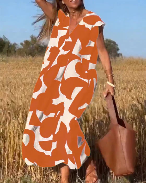 💕Rochie imprimată cu decolteu în V fără mâneci
