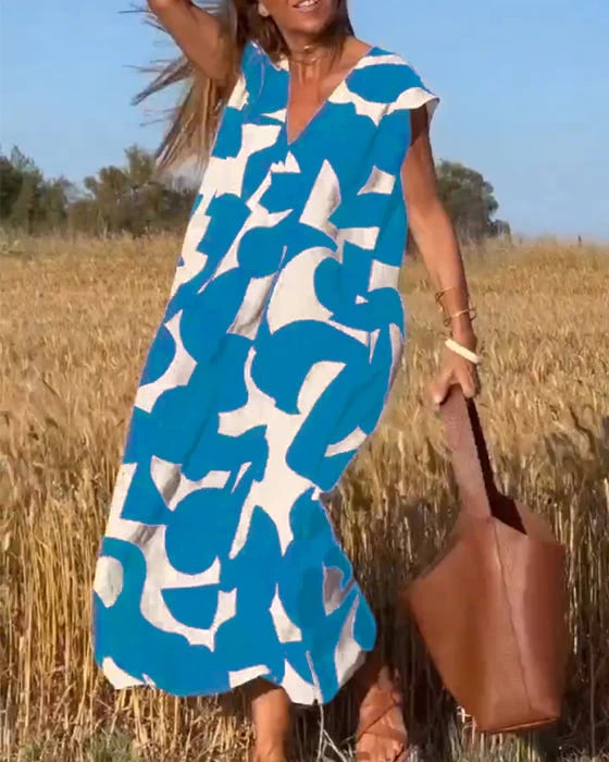💕Rochie imprimată cu decolteu în V fără mâneci