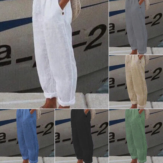 Pantaloni casual din in respirabil