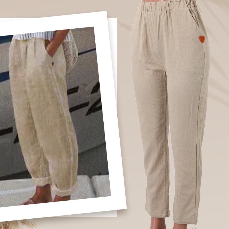 Pantaloni casual din in respirabil