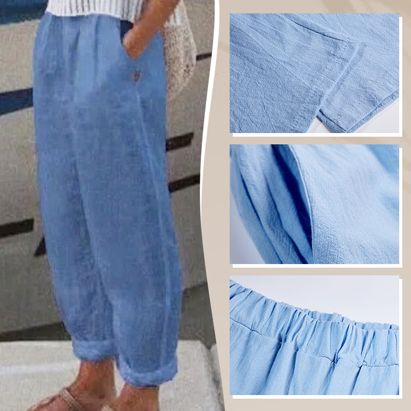 Pantaloni casual din in respirabil