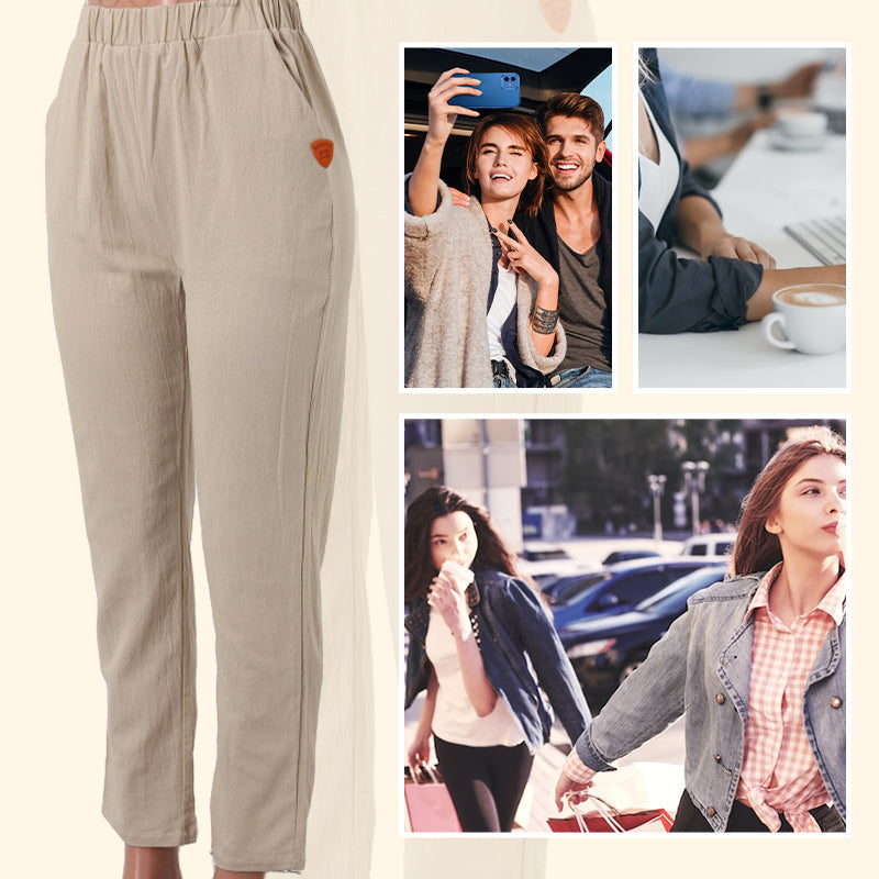 Pantaloni casual din in respirabil