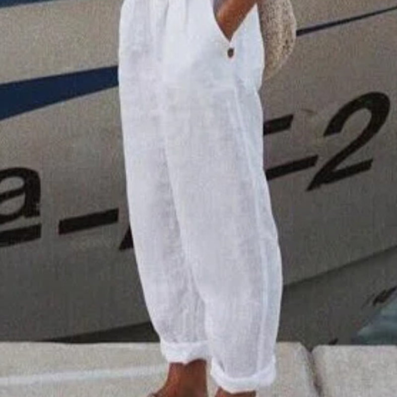 Pantaloni casual din in respirabil