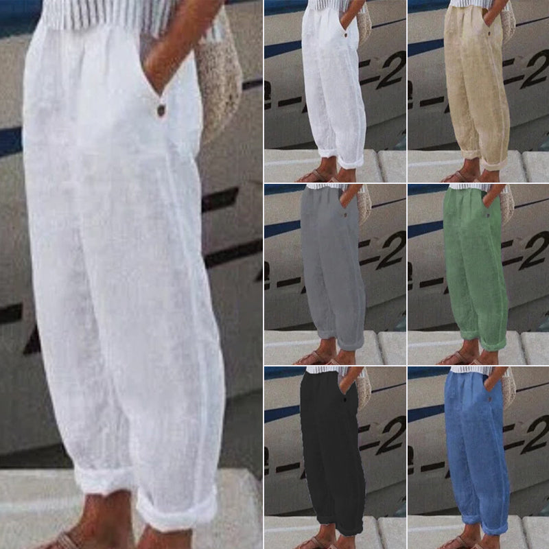 Pantaloni casual din in respirabil