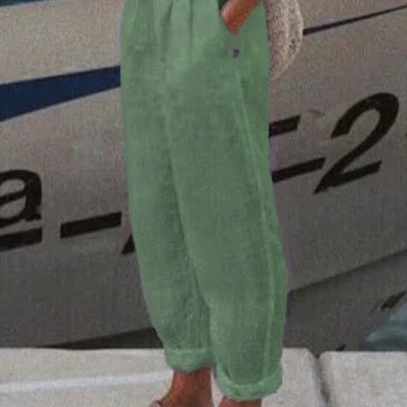 Pantaloni casual din in respirabil
