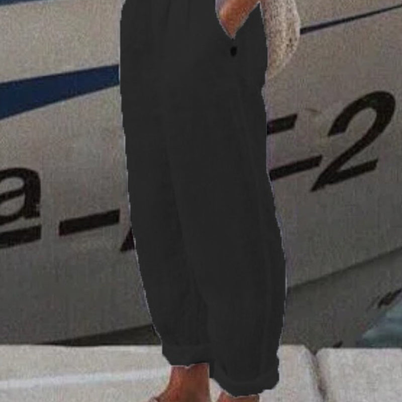Pantaloni casual din in respirabil