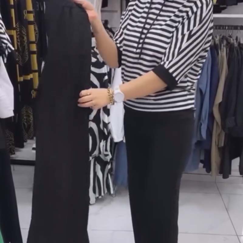 ✨Set de top cu dungi și pantaloni uni pentru damă