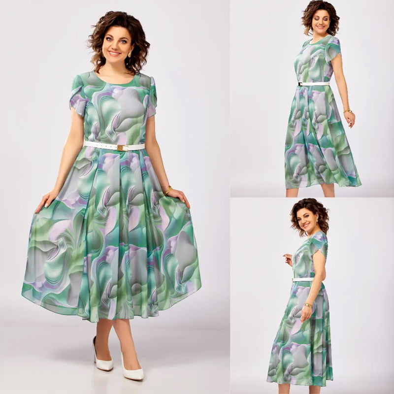 💞Rochie fantezie florală abstractă (cu centură)