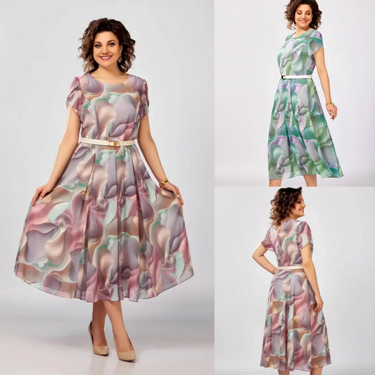 💞Rochie fantezie florală abstractă (cu centură)