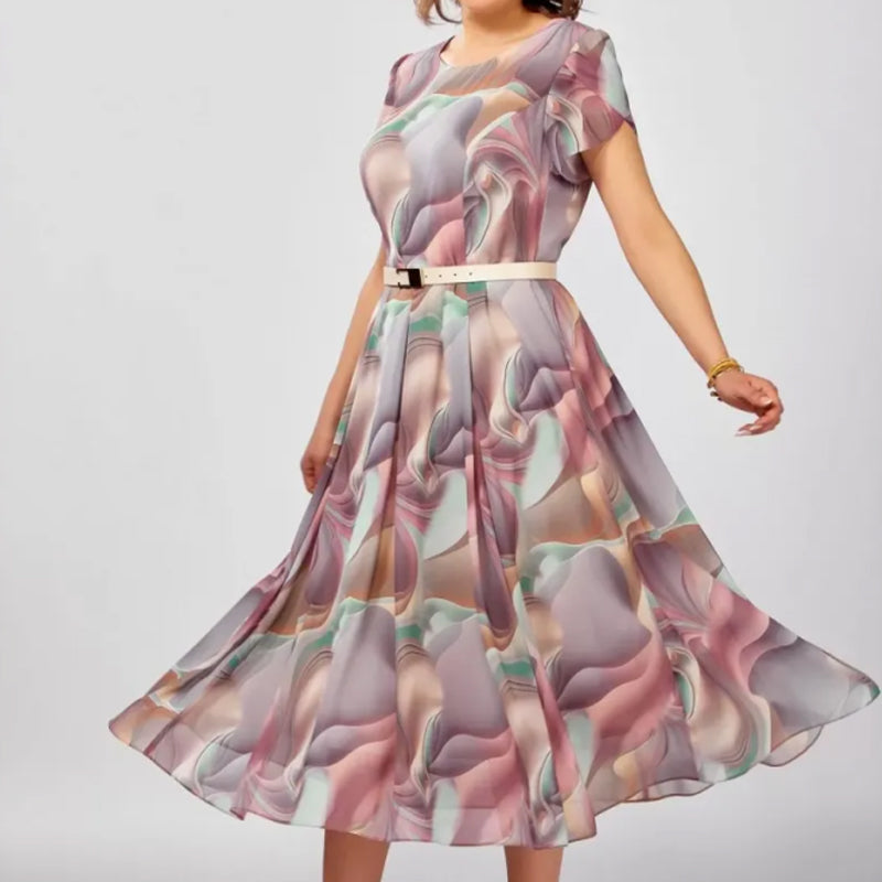💞Rochie fantezie florală abstractă (cu centură)
