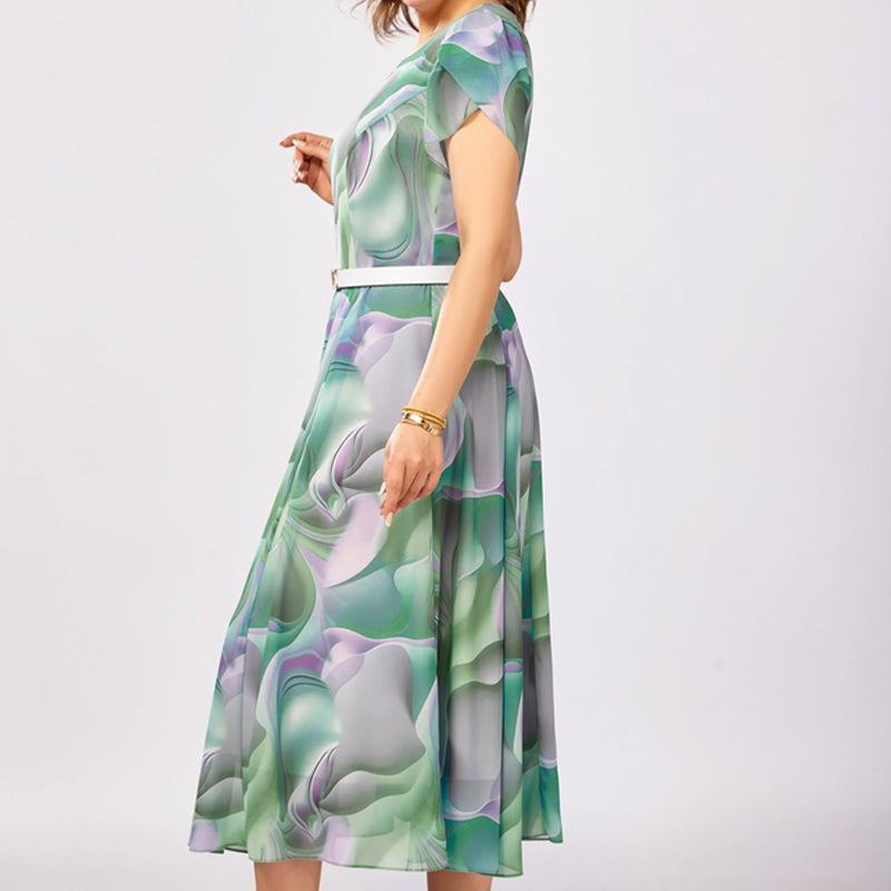 💞Rochie fantezie florală abstractă (cu centură)