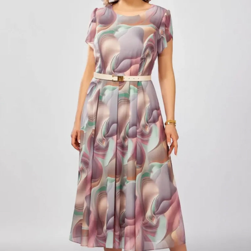💞Rochie fantezie florală abstractă (cu centură)
