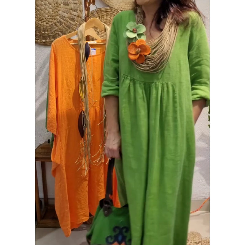 💖Vânzare limitată 20% REDUCERE💖Rochie boho de in, casual, cu mâneci lungi