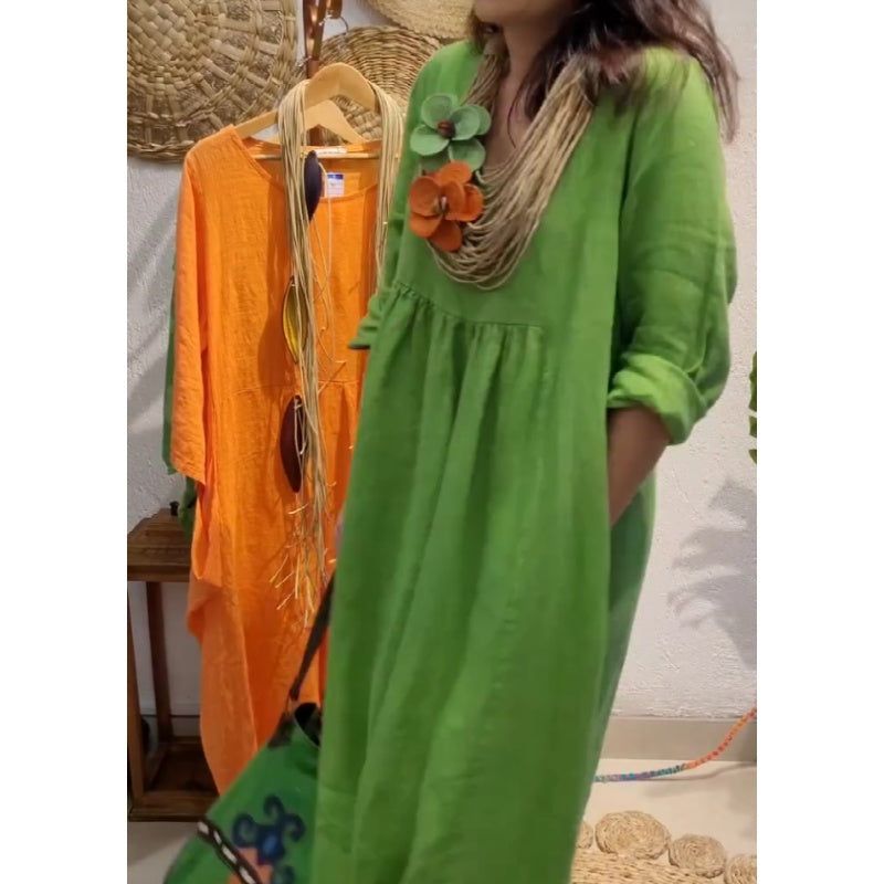 💖Vânzare limitată 20% REDUCERE💖Rochie boho de in, casual, cu mâneci lungi