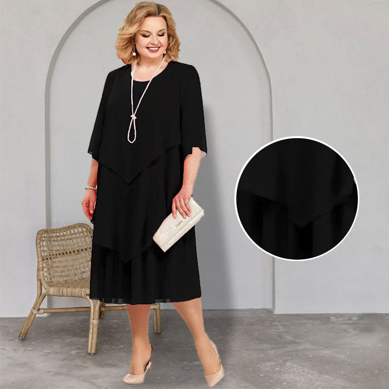 💖Plus Dimensiune stratificat Midi rochie
