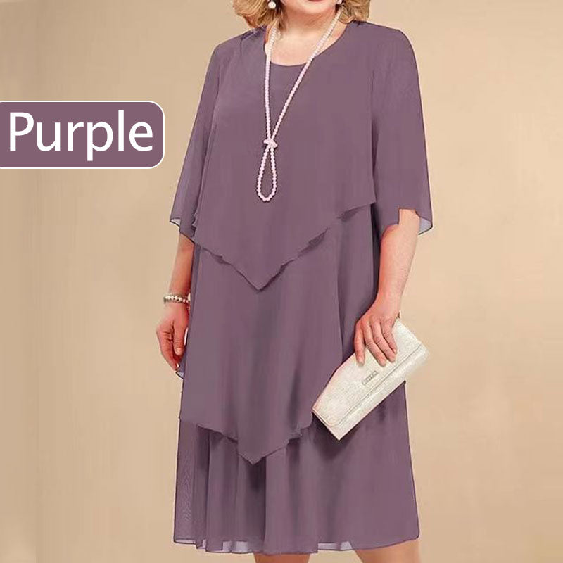 💖Plus Dimensiune stratificat Midi rochie
