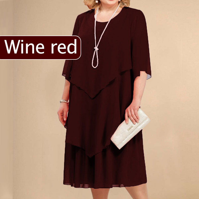 💖Plus Dimensiune stratificat Midi rochie