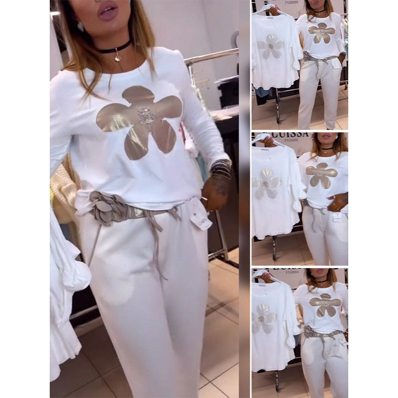 Top de damă cu imprimeu floral și decolteu