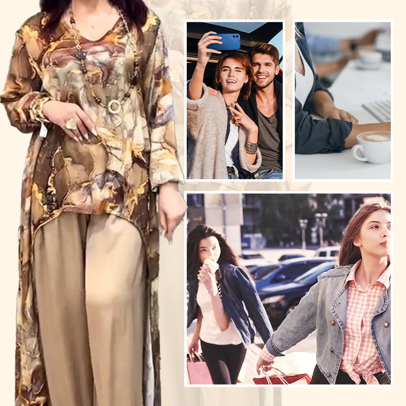 ❤️Dwuczęściowy komplet damski z modnym nadrukiem na górze i spodniach