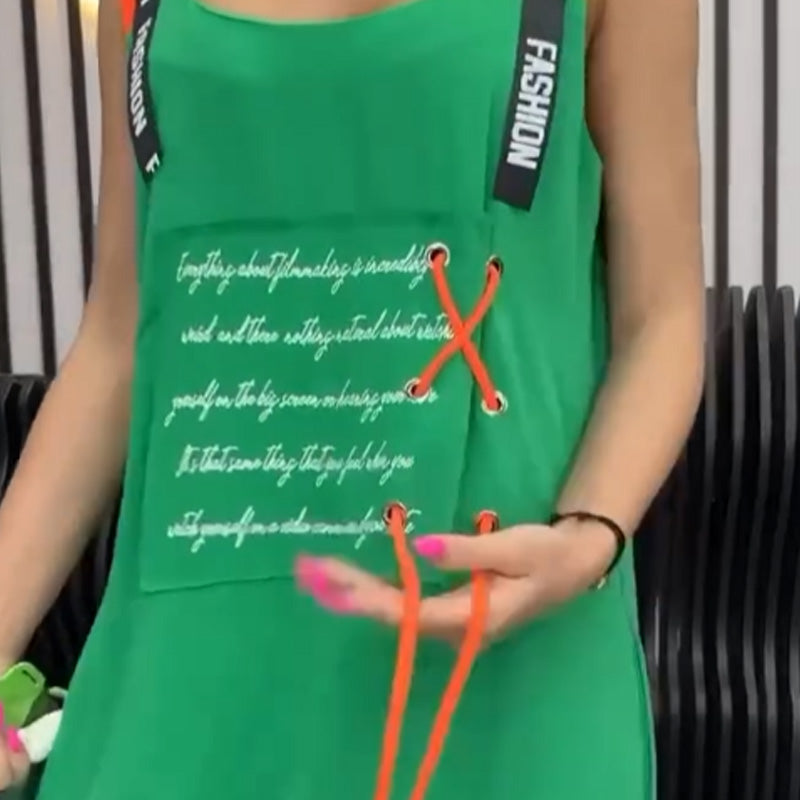 Damska sukienka bez rękawów z nadrukiem na co dzień