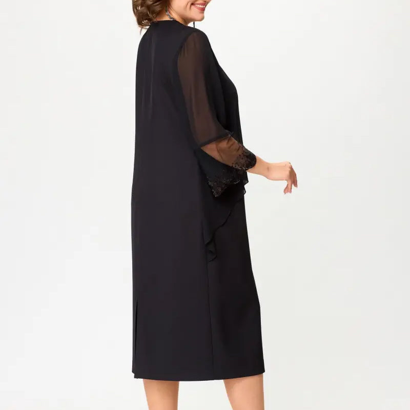 💖Rochii elegante negre cu mânecă 3/4 pentru femei