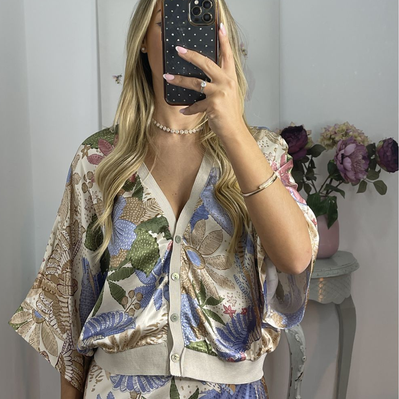 🏆🌸Dwuczęściowy komplet dla kobiet: top z dekoltem w serek i długa spódnica