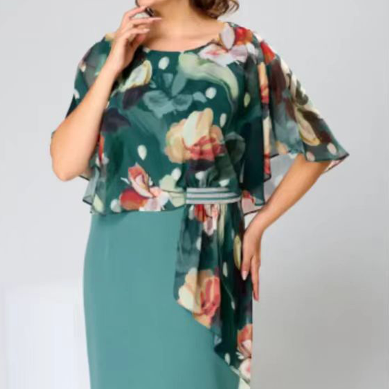 🌸 Eleganckie sukienki damskie z okrągłym dekoltem w kwiaty