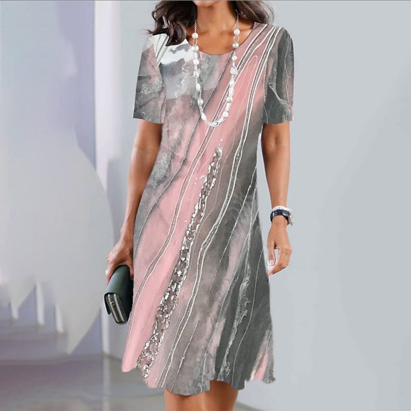 🌹Colier cu trandafiri gratuit🌸Rochie imprimeată casual versatilă pentru femei