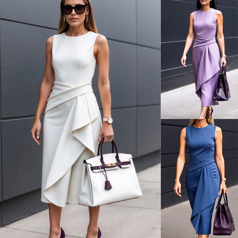 Sukienka damska z okrągłym dekoltem