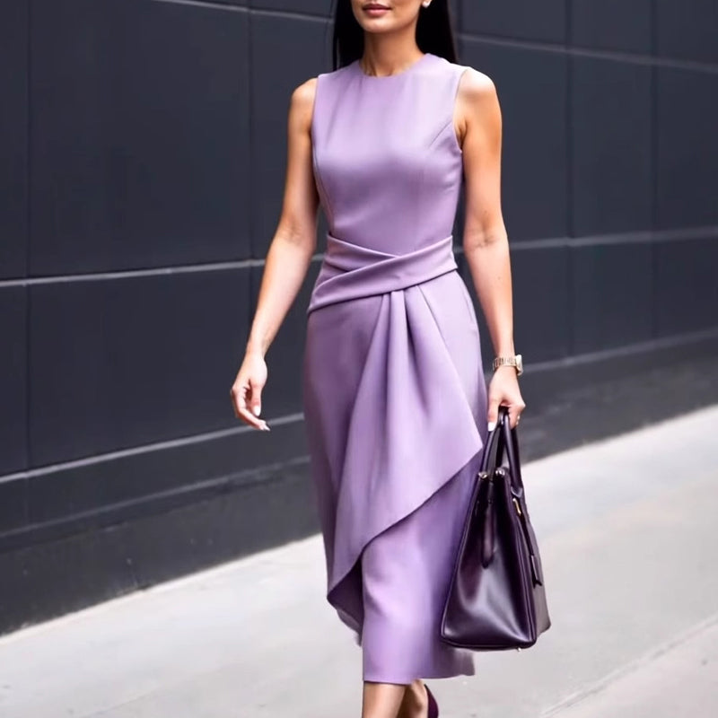 Sukienka damska z okrągłym dekoltem