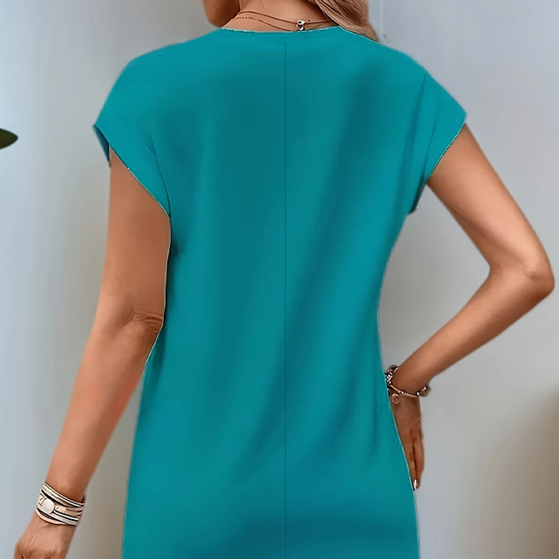 Jednolity kolor, okrągły dekolt, wyszczuplająca sukienka w kształcie litery A