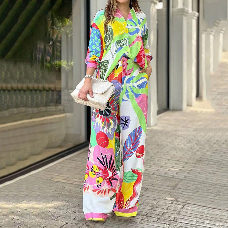 💖Dwuczęściowy komplet damski z swobodnym, żywym nadrukiem