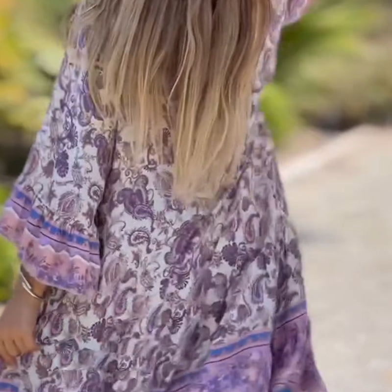 🌸 Kwiatowa sukienka z dekoltem w szpic|Francuski romantyczny krój, wakacje / randka muszą nosić boską spódnicę~